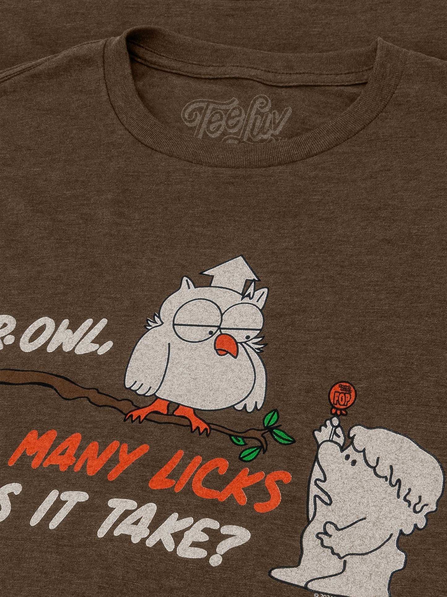 Tootsie Pop Mr. Owl 'How Many Licks?' T-Shirt – Heather Brown