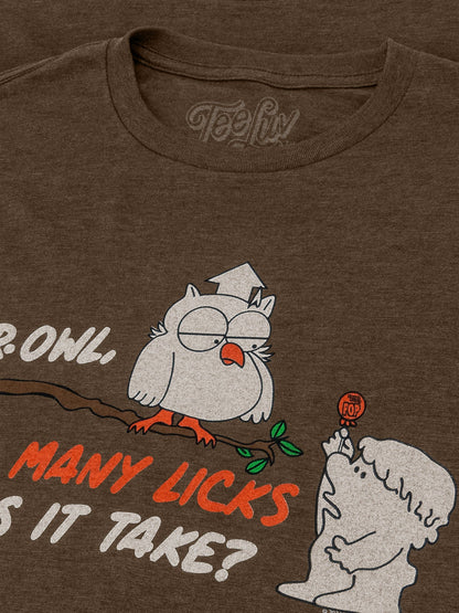 Tootsie Pop Mr. Owl 'How Many Licks?' T-Shirt – Heather Brown