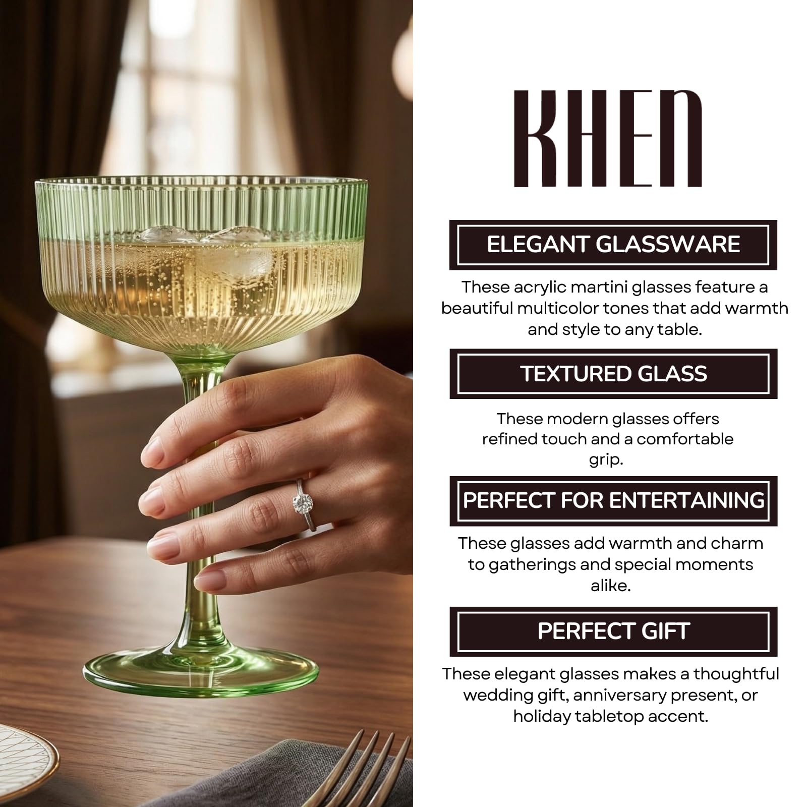 Madrid Acrylic Champagne Coupe Glasses | Set of 8 | 8oz | Shatterproof | Indoor & Outdoor | Khen Site - Niksstuff