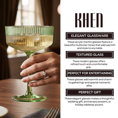 Madrid Acrylic Champagne Coupe Glasses | Set of 8 | 8oz | Shatterproof | Indoor & Outdoor | Khen Site - Niksstuff