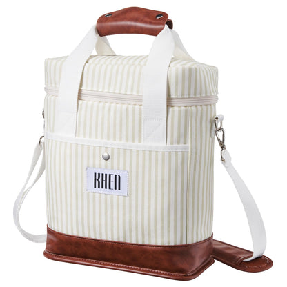 Khen 2-Bottle Wine Carrier Tote | Insulated Leakproof Cooler Bag | Canvas & Vegan Leather - Niksstuff