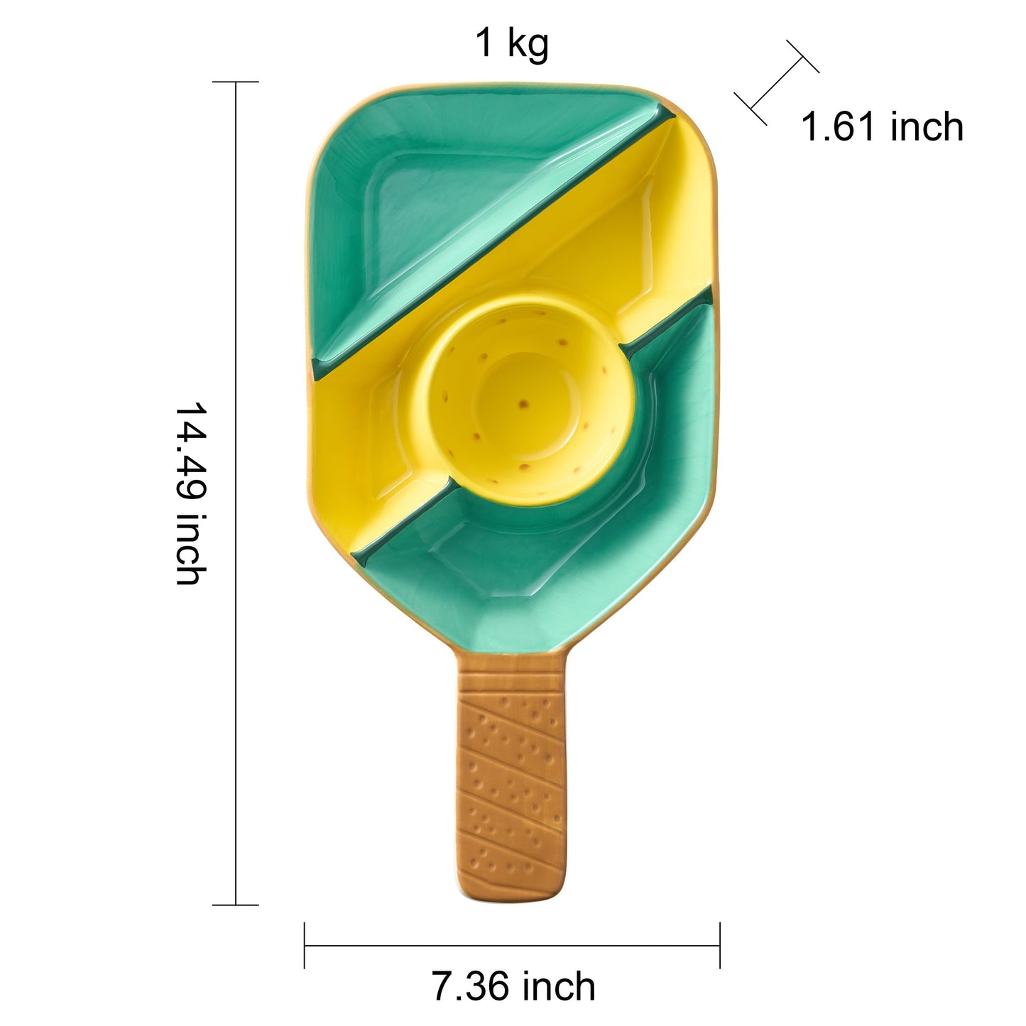 Khen Ceramic Pickleball Paddle Dish – Serving Tray for Dips, Snacks & Condiments | Gift Idea