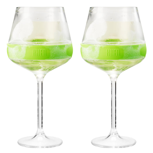 Khen Stemmed Acrylic Cooling Wine Glasses | Set of 2 | 14oz | Green | Break-Resistant | Freezer Safe - Niksstuff