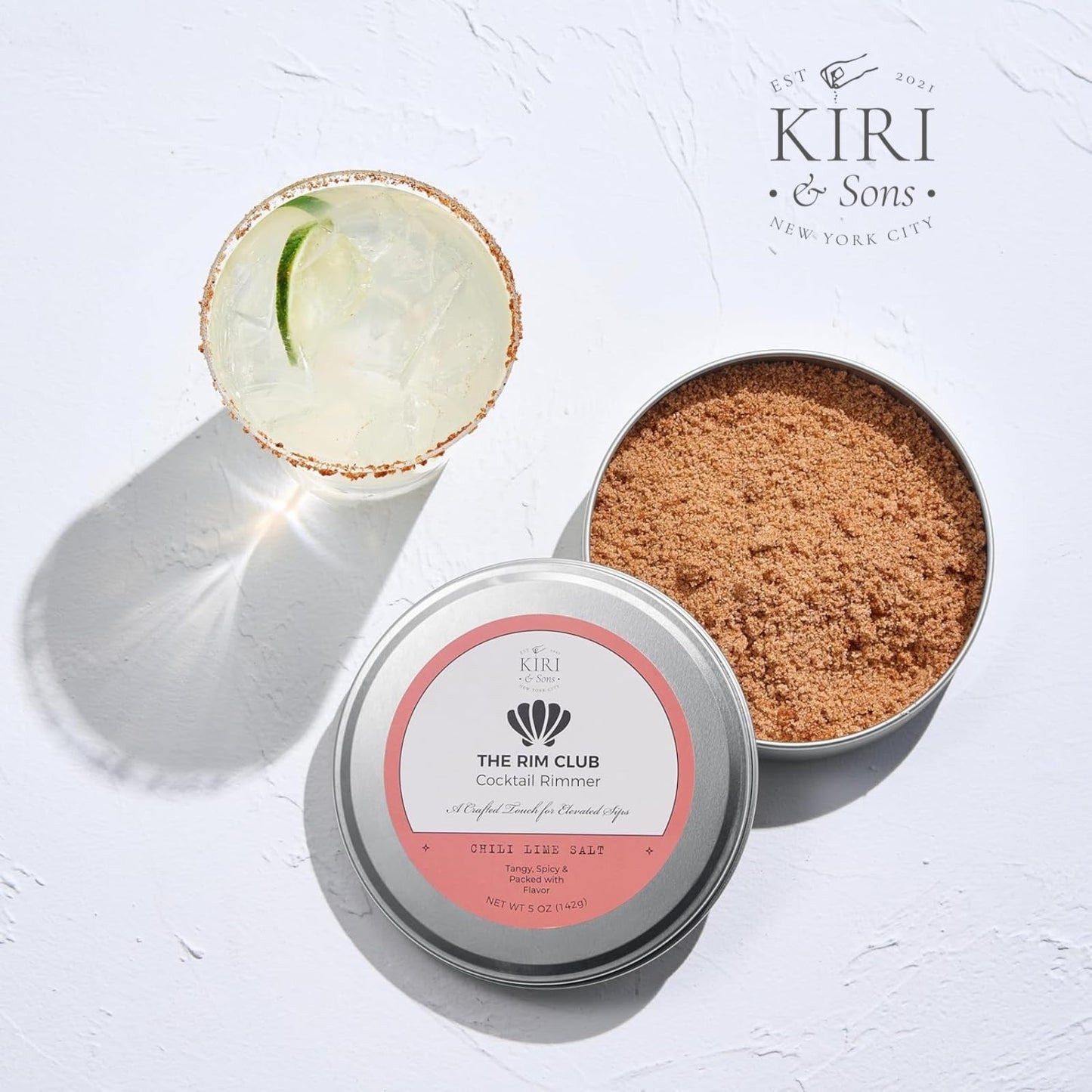 Kiri & Sons Chili Lime Margarita Salt Rimmer – Spicy Cocktail Rim Salt | 5oz Tin