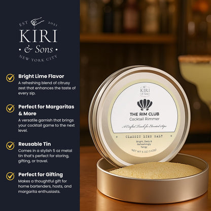 Kiri & Sons Classic Lime Margarita Salt Rimmer – Cocktail Rim Salt | 5oz Tin