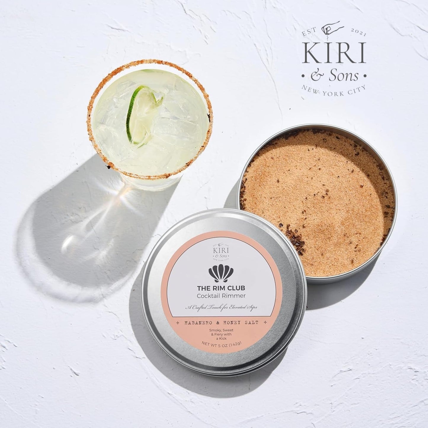 Kiri & Sons Habanero & Honey Margarita Salt Rimmer – Spicy-Sweet Cocktail Rim Salt | 5oz Tin