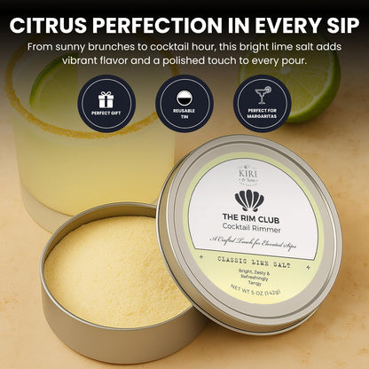 Kiri & Sons Classic Lime Margarita Salt Rimmer – Cocktail Rim Salt | 5oz Tin