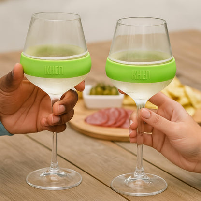 Khen Stemmed Acrylic Cooling Wine Glasses | Set of 2 | 14oz | Green | Break-Resistant | Freezer Safe - Niksstuff