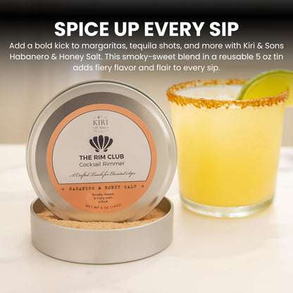 Kiri & Sons Habanero & Honey Margarita Salt Rimmer – Spicy-Sweet Cocktail Rim Salt | 5oz Tin