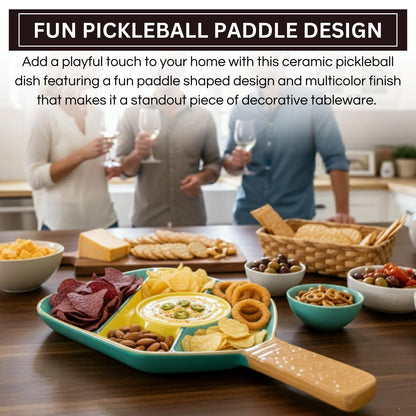 Khen Ceramic Pickleball Paddle Dish – Serving Tray for Dips, Snacks & Condiments | Gift Idea