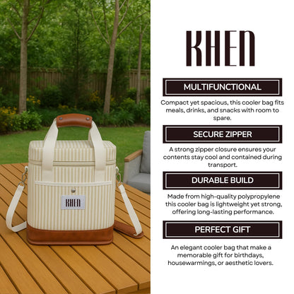 Khen 2-Bottle Wine Carrier Tote | Insulated Leakproof Cooler Bag | Canvas & Vegan Leather - Niksstuff