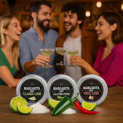 Kiri & Sons Margarita Salt Rimmer 3-Pack – Classic Lime, Chili Lime & Jalapeño Citrus | Gift Set