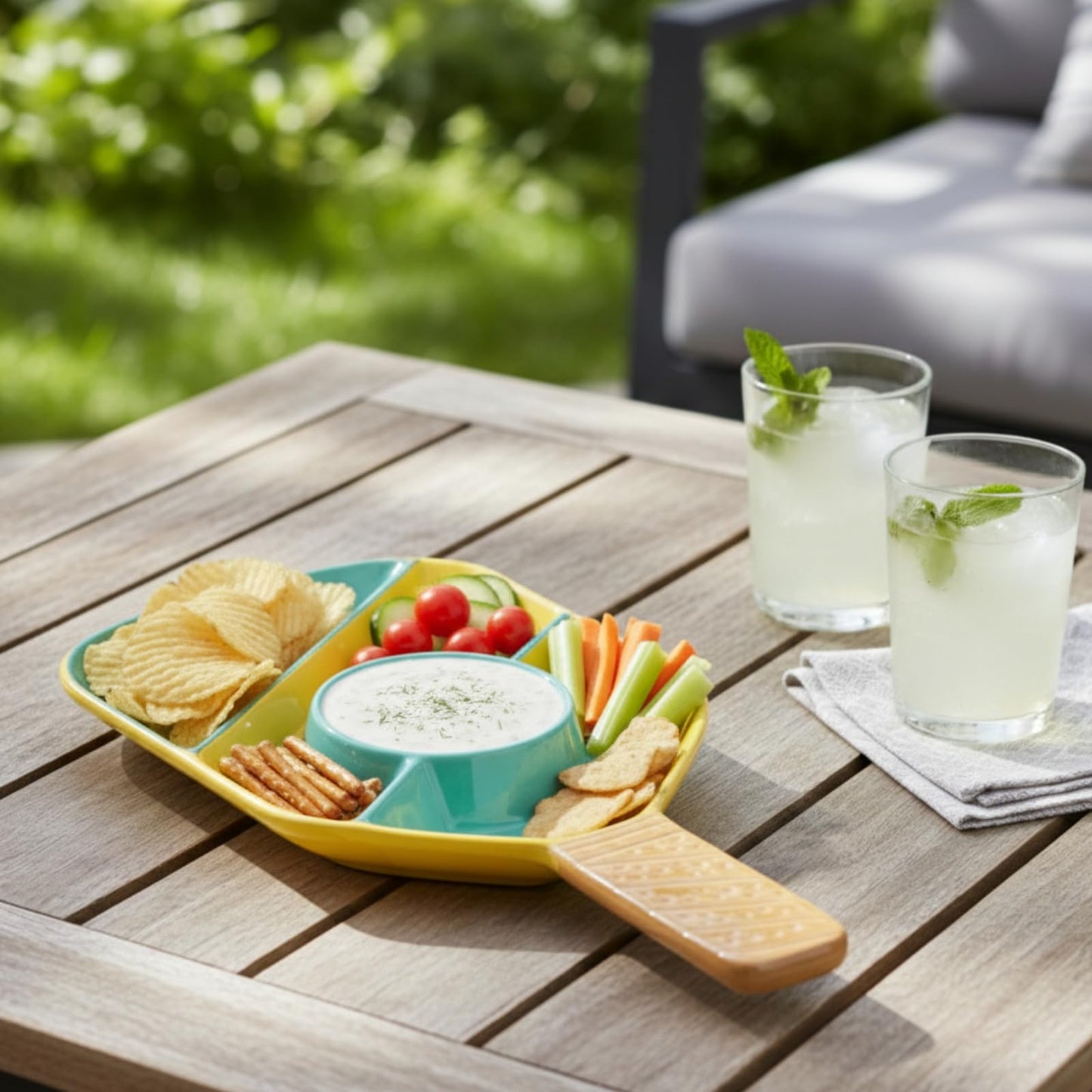 Khen Ceramic Pickleball Paddle Dish – Serving Tray for Dips, Snacks & Condiments | Gift Idea