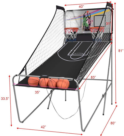 Double-Shot Electronic Basketball Arcade Game | 4 Balls | Dual Scoreboard | Multiple Game Modes | White or Gray
