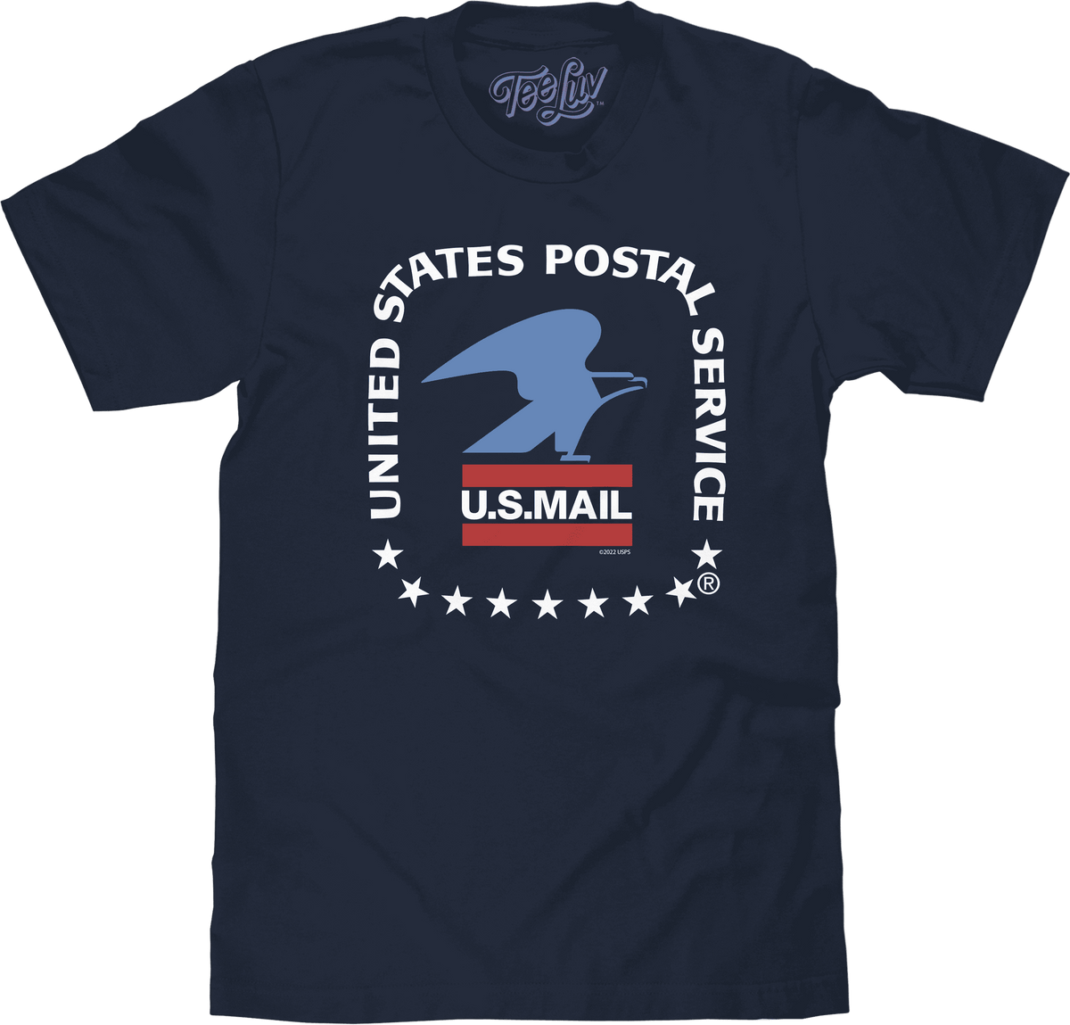 Navy T-shirt with U.S. Mail eagle and States Postal Service front graphic