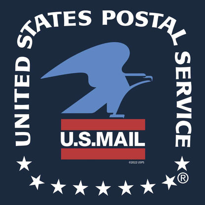 Navy T-shirt close-up: U.S. Mail eagle emblem with States Postal Service text