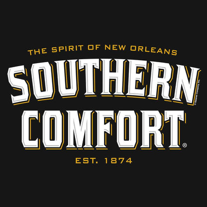Black T-shirt with large Southern Comfort logo text and “Est. 1874” below