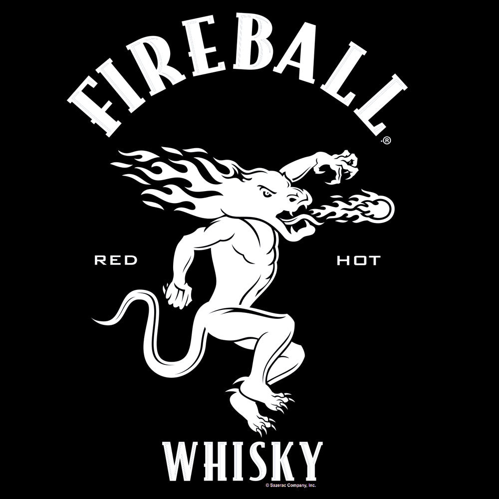 Fireball Whisky "WTF" T-Shirt | Dragon Mascot Front & Back | Black