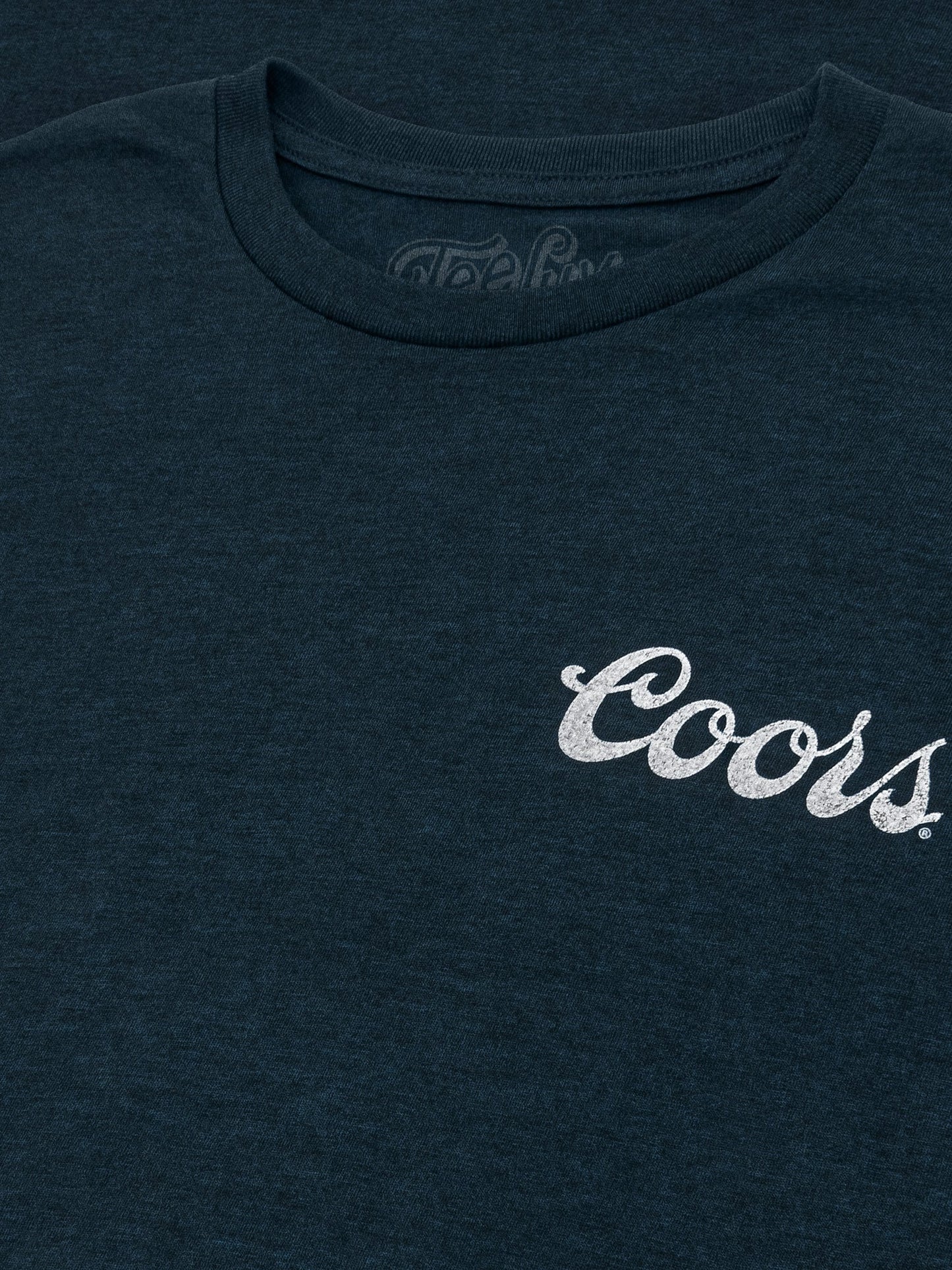 Coors Genuine Bock Beer T-Shirt | Distressed Front & Back Print | Denim Black Heather
