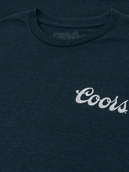 Coors Genuine Bock Beer T-Shirt | Distressed Front & Back Print | Denim Black Heather