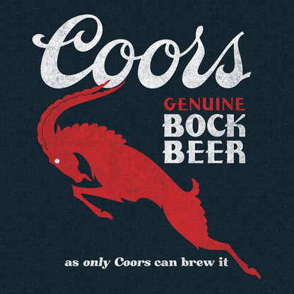 Coors Genuine Bock Beer T-Shirt | Distressed Front & Back Print | Denim Black Heather