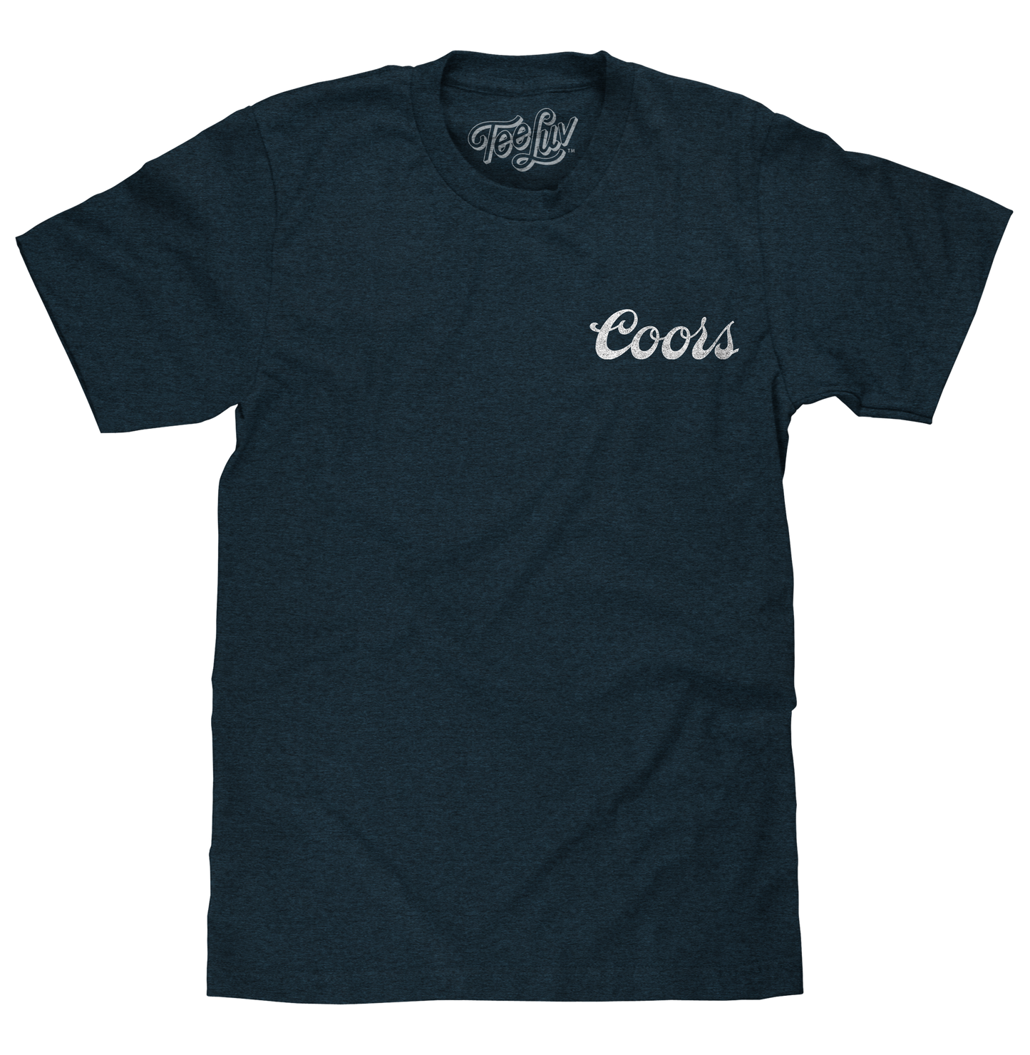 Coors Genuine Bock Beer T-Shirt | Distressed Front & Back Print | Denim Black Heather