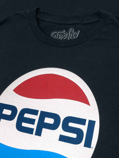 Pepsi "80s Logo" T-Shirt | Retro Graphic | 100% Cotton | Navy Blue