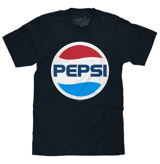 Navy Pepsi 80s logo T-shirt with large circular PEPSI graphic on front