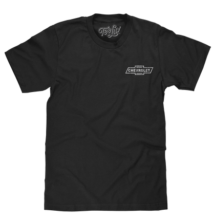Black Chevrolet T-shirt with small front chest logo and crew neck
