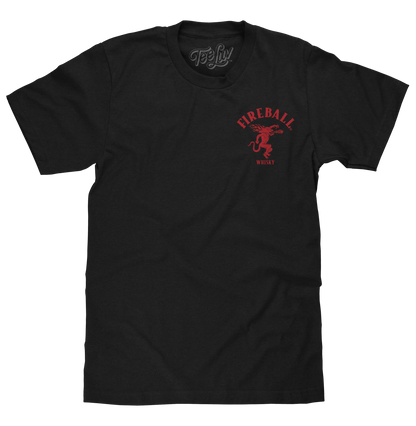 Fireball Whisky Dragon Mascot Double-Sided T-Shirt – Black