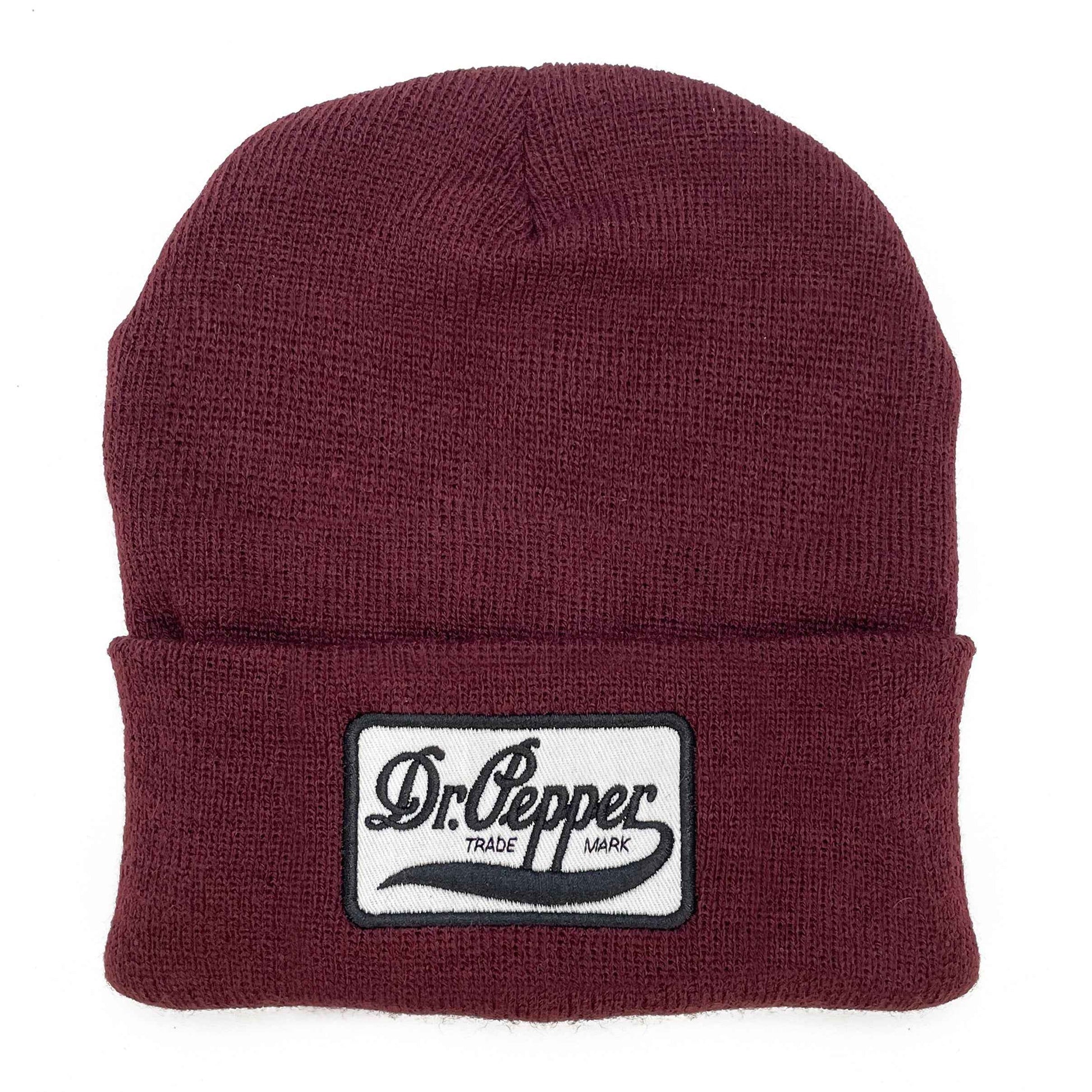 Dr Pepper Trademark Logo Embroidered Cuffed Beanie | Burgundy