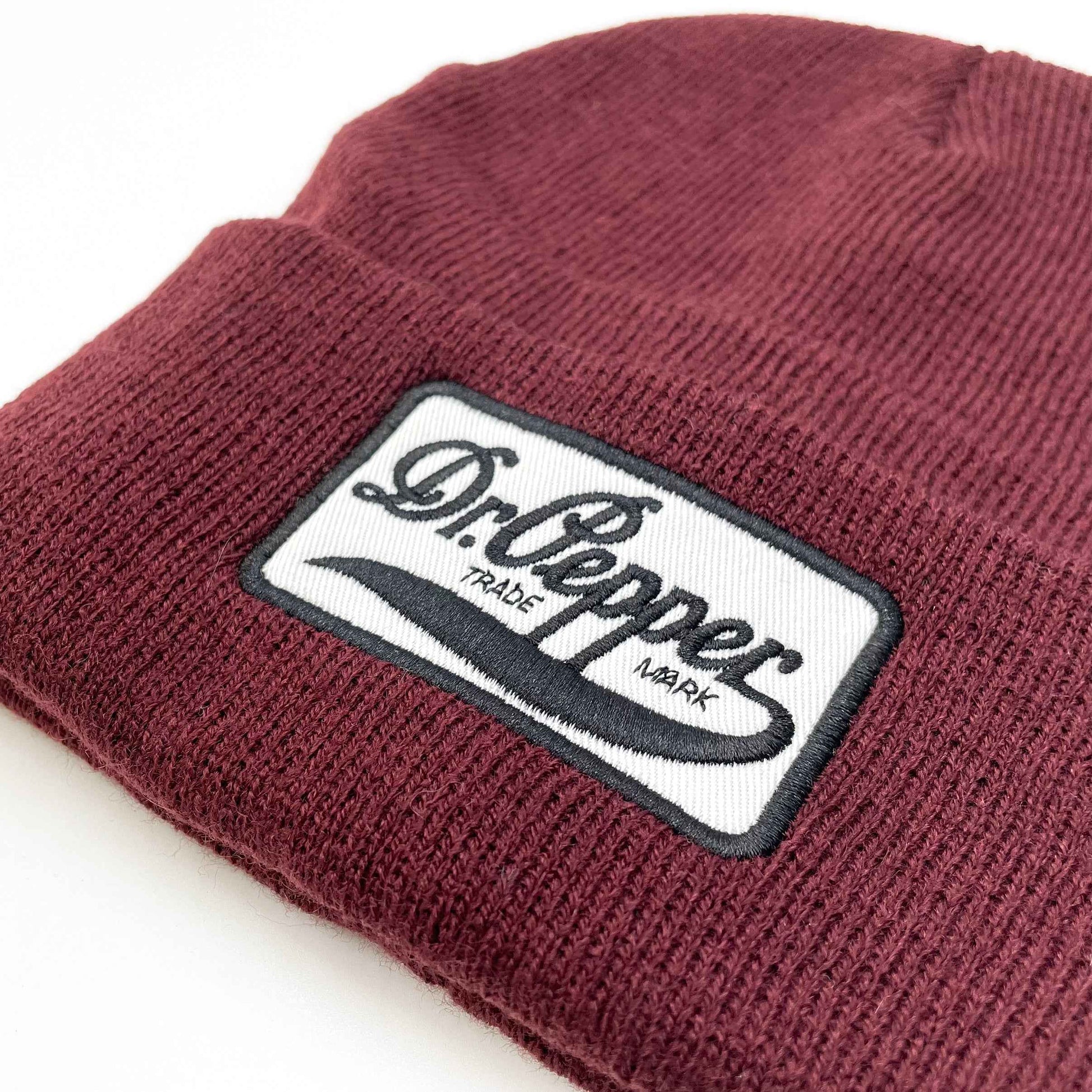 Dr Pepper Trademark Logo Embroidered Cuffed Beanie | Burgundy