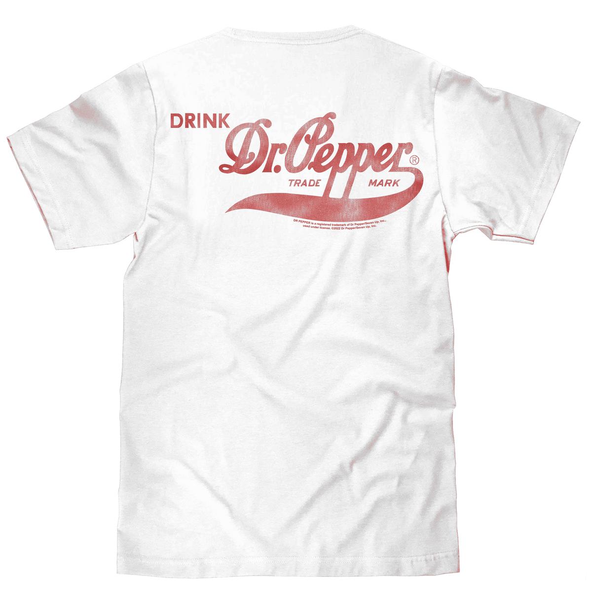 White T-shirt with large red Dr Pepper back graphic and DRINK text