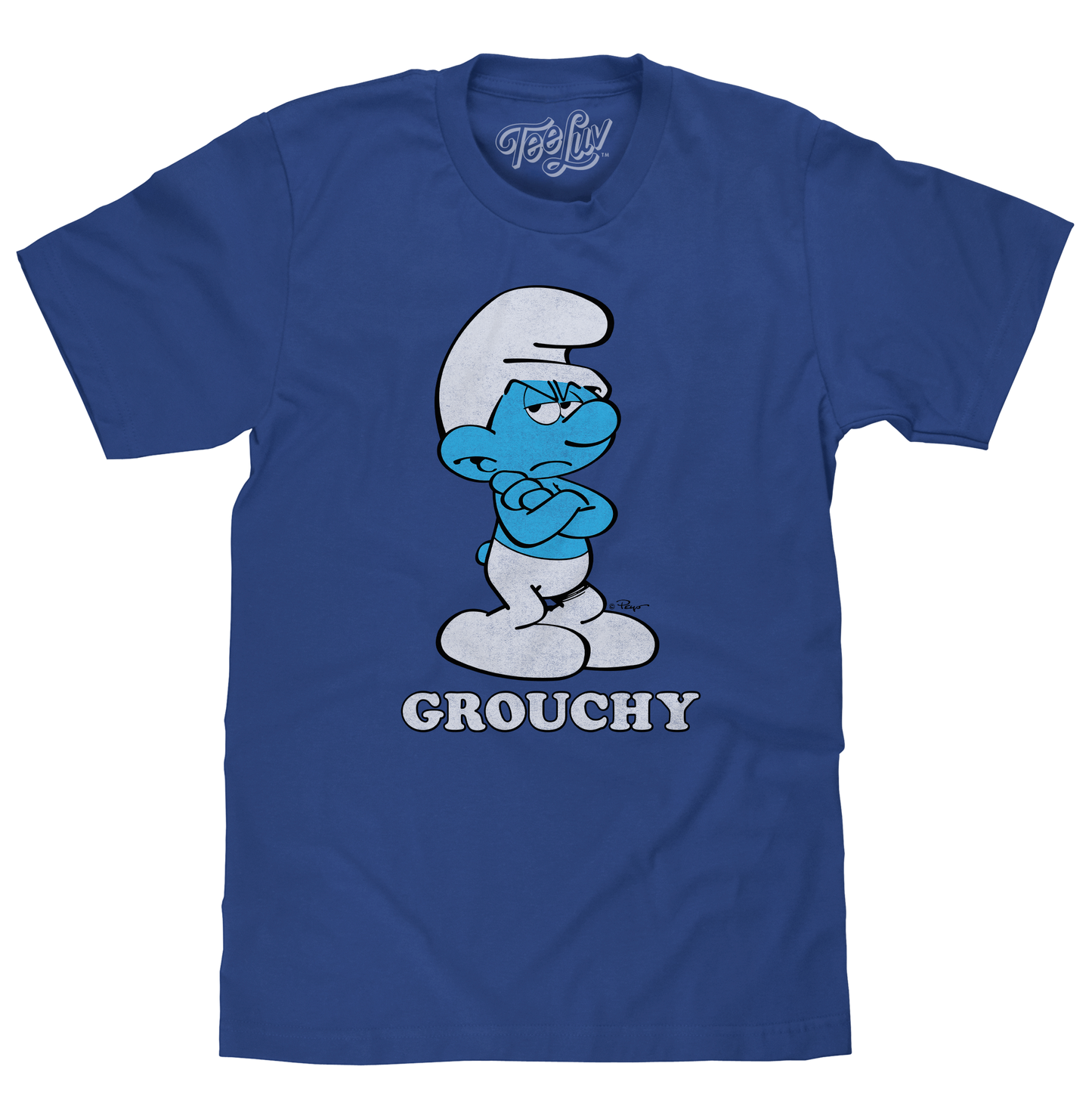 Grouchy Smurf Retro Graphic T-Shirt – Royal Blue