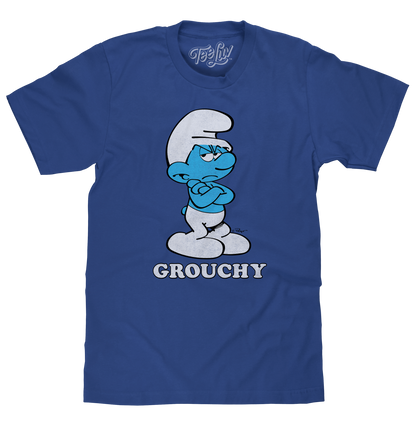 Grouchy Smurf Retro Graphic T-Shirt – Royal Blue