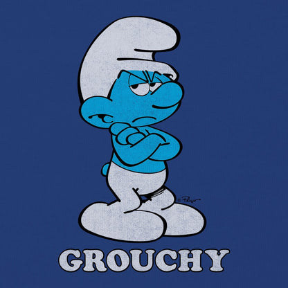 Grouchy Smurf Retro Graphic T-Shirt – Royal Blue