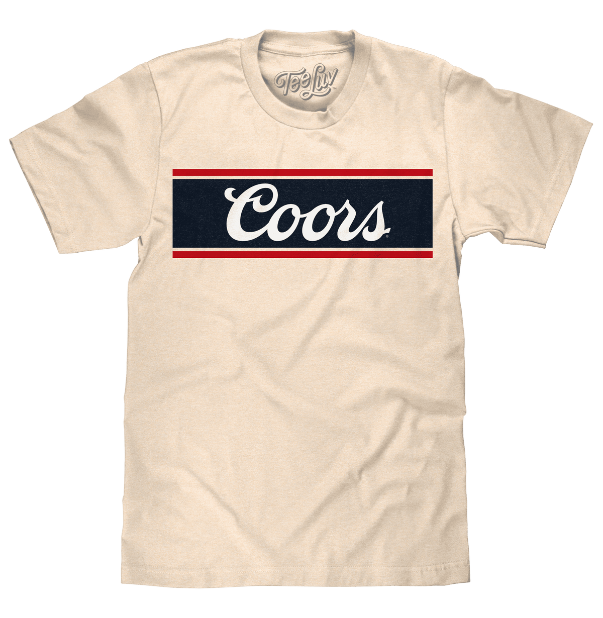 Cream T-shirt with Coors logo rectangle on front