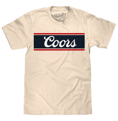 Cream T-shirt with Coors logo rectangle on front
