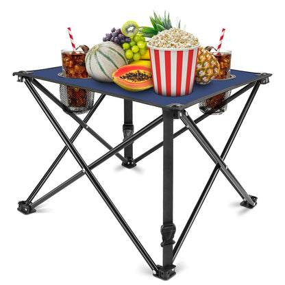 LakeForest Folding Camping Table with 2 Cup Holders – 600D Oxford, 44 lb Capacity | 18.5"x18.5" | 2.2 lbs | 1-Pc & 2-Pc Sets