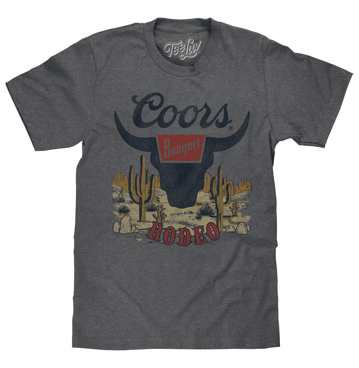 Graphite heather graphic T-shirt with Coors Banquet Rodeo logo print