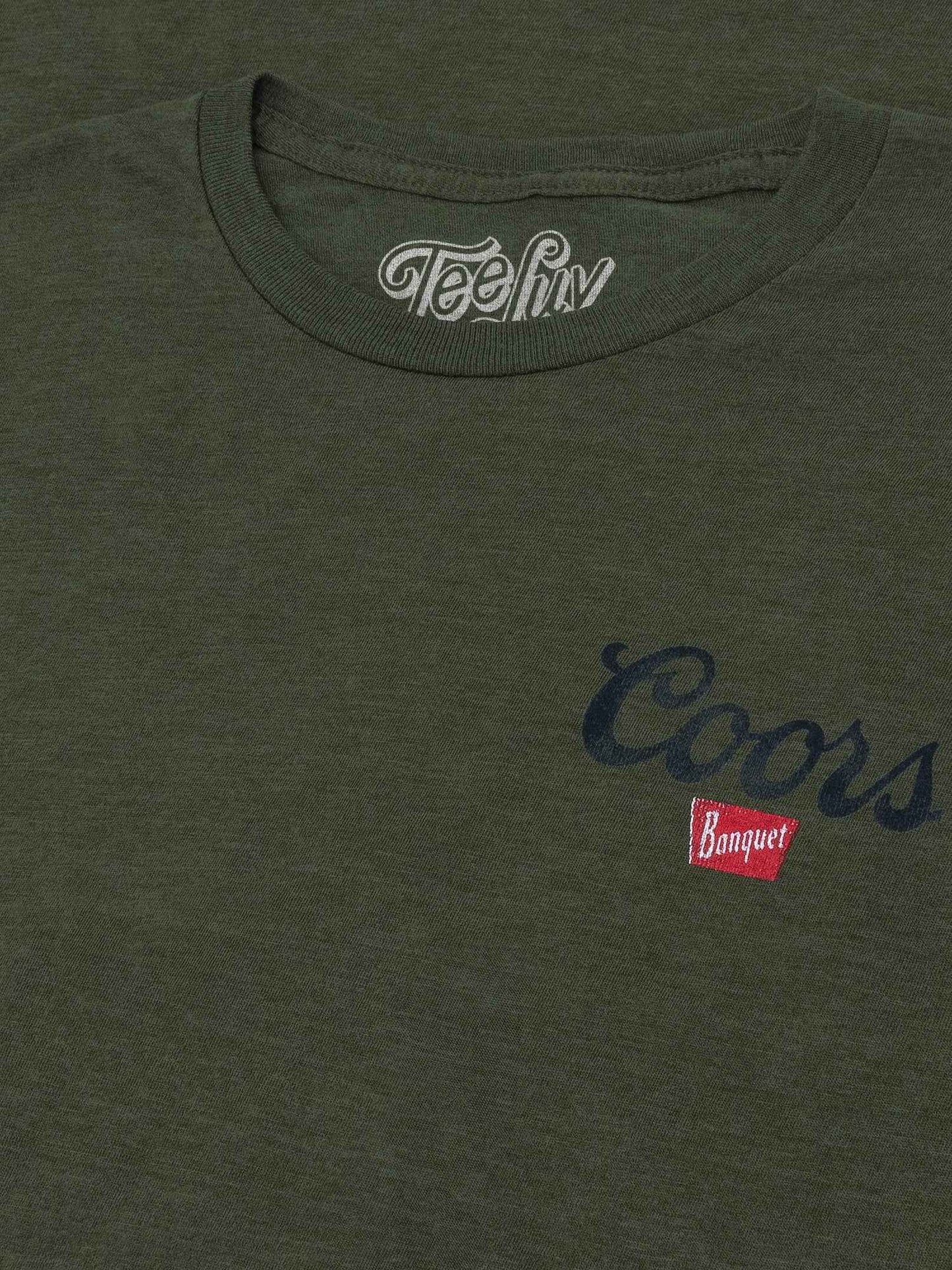 Coors Banquet "The Legend" T-Shirt | Front & Back Forest Print | Military Green