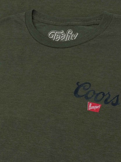 Coors Banquet "The Legend" T-Shirt | Front & Back Forest Print | Military Green