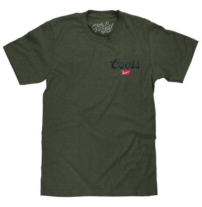 Coors Banquet "The Legend" T-Shirt | Front & Back Forest Print | Military Green