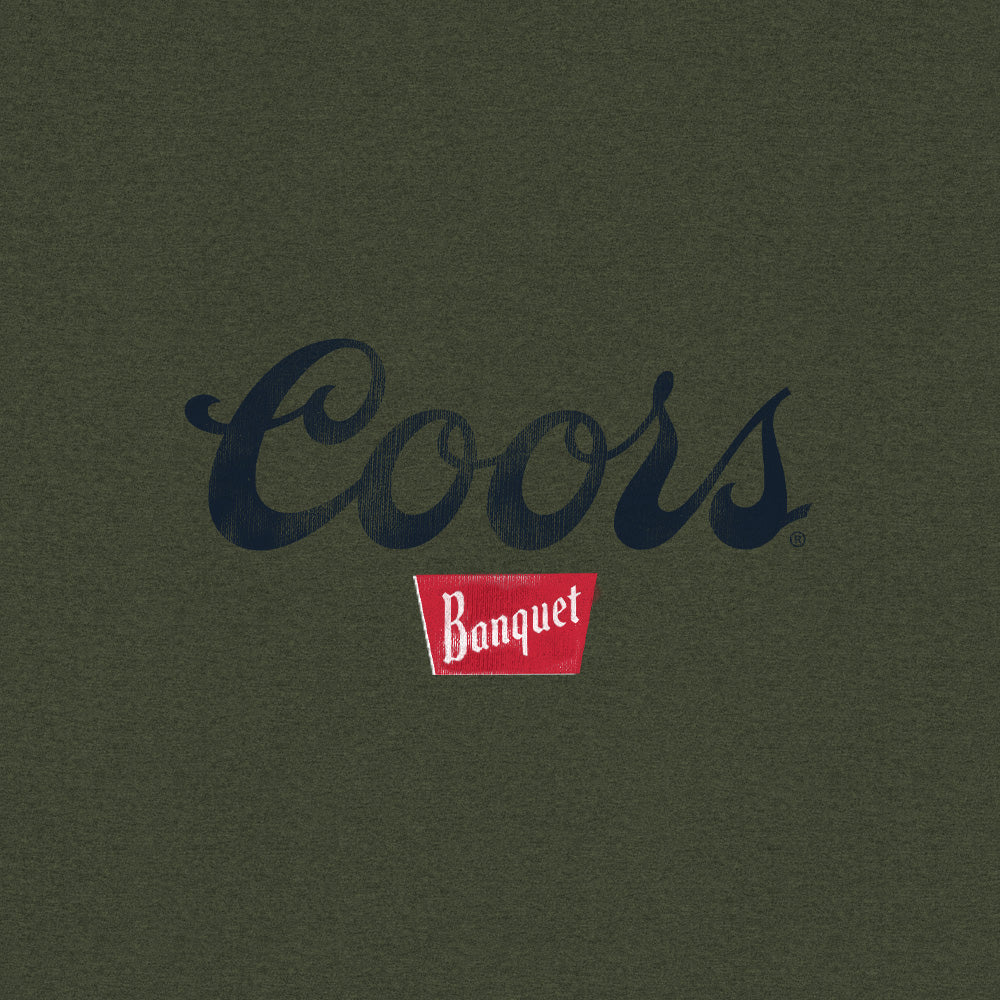 Coors Banquet "The Legend" T-Shirt | Front & Back Forest Print | Military Green