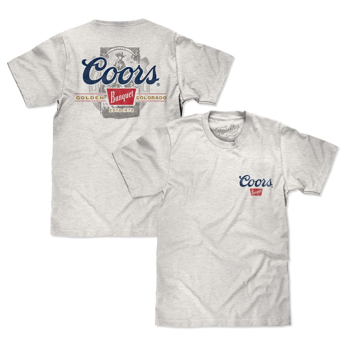 Gray Coors Banquet T-shirt pair showing front and back prints