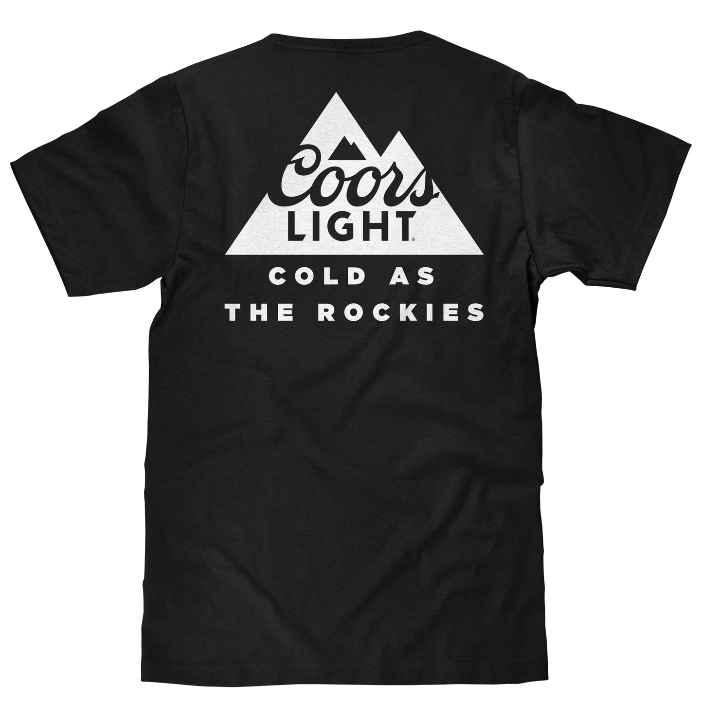 Coors Light Cold as the Rockies T-Shirt | Left Chest & Back Print | Black