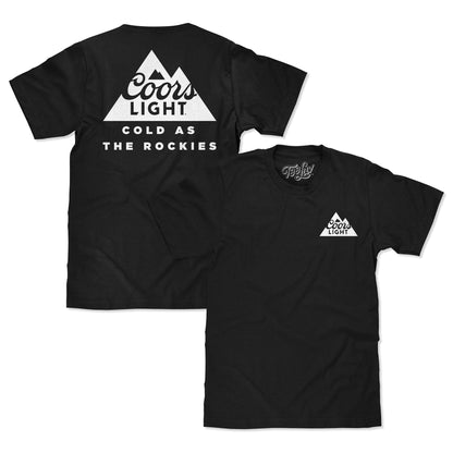 Coors Light Cold as the Rockies T-Shirt | Left Chest & Back Print | Black