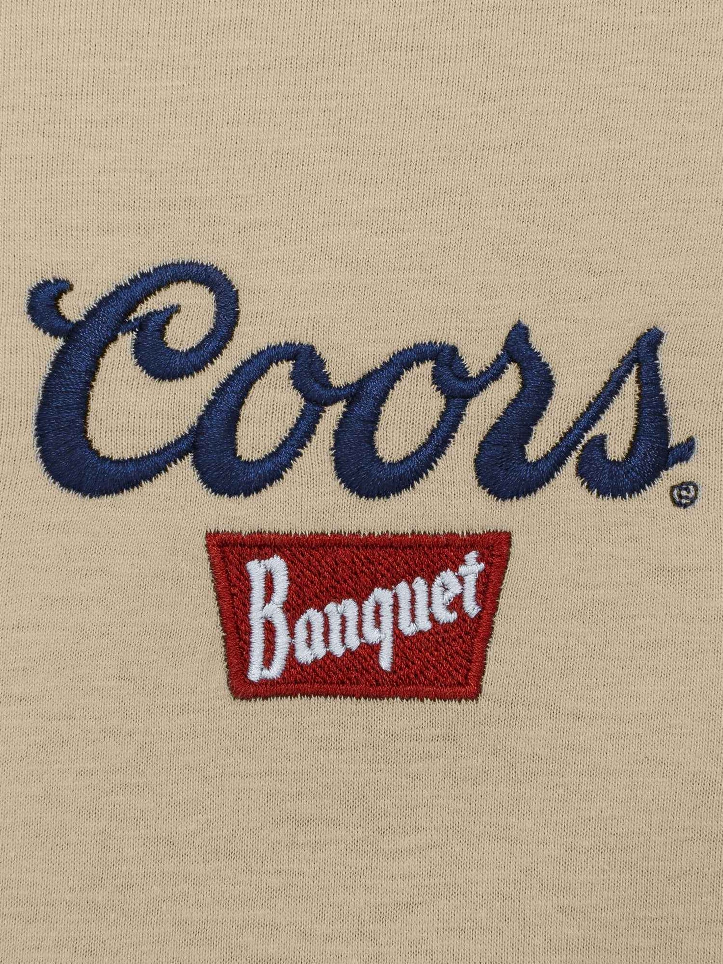 Coors Banquet Embroidered T-Shirt | Left Chest Logo | Sand