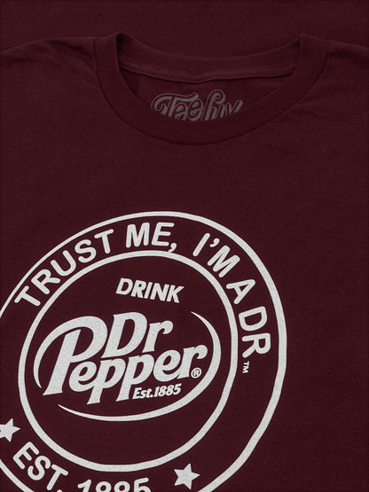 Dr Pepper "Trust Me, I'm A Dr" T-Shirt | Est. 1885 Logo | Burgundy