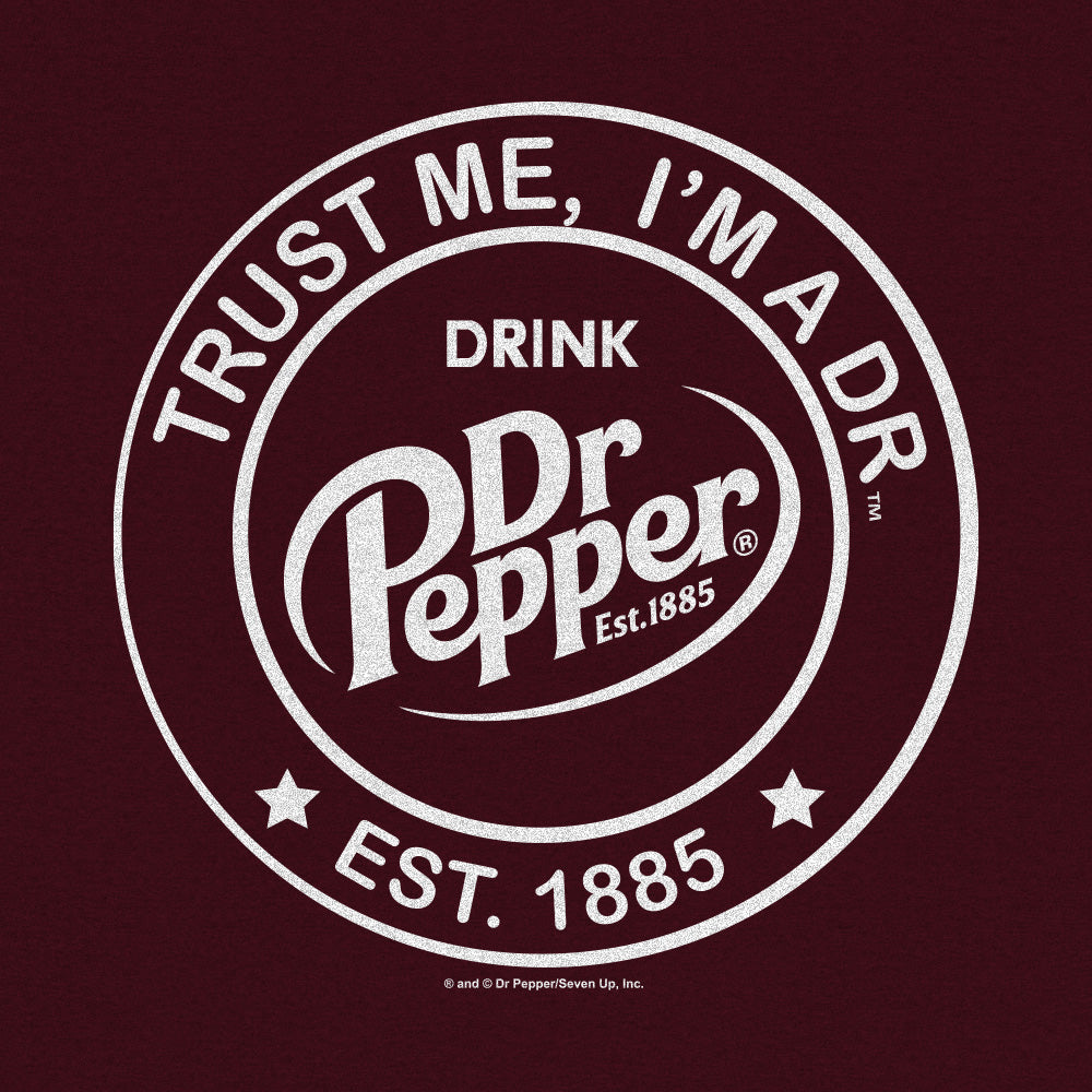 Dr Pepper "Trust Me, I'm A Dr" T-Shirt | Est. 1885 Logo | Burgundy